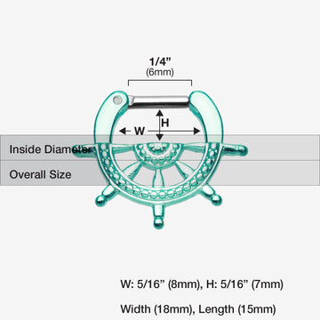 Detail View 1 of Colorline Nautical Wheel Septum Clicker-Teal